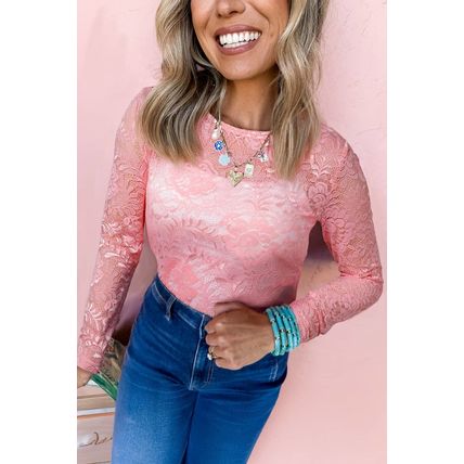 Blossom Floral Lace Sheer Long Sleeve Top
