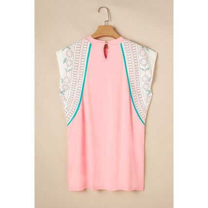 Light Pink Vintage Nashville Printed Patchwork Tank Top