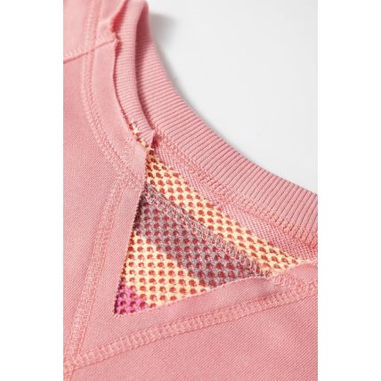 Blossom Striped Mesh Sleeve Patchwork Exposed Seam Casual Pullover Top