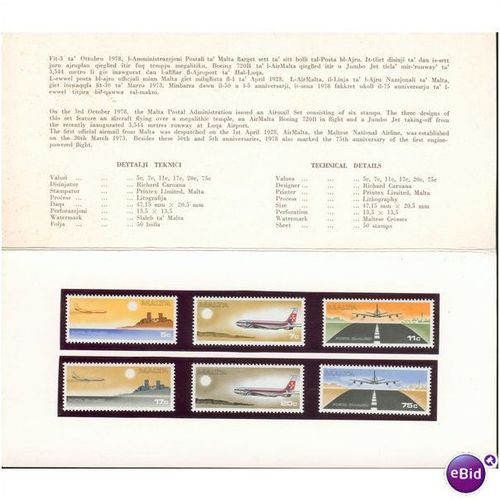 Malta Pres Pack 1978 - SG 605-610 - Posta BL - Ajru - Airmail Set