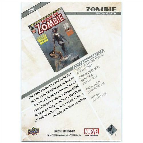 2012 Marvel Beginnings 2 - #230 - Zombie