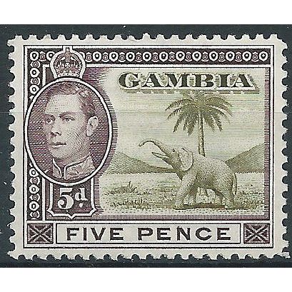 Gambia 1941 SG154a 5d Sage-Green & Purple-Brown Mounted Mint .. ..