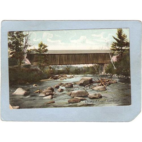 NH Conway Covered Bridge Postcard Swift River Bridge World Guide Number 29~315
