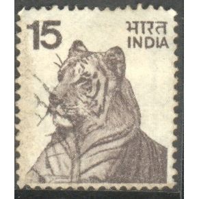 India 1974 - SG 730 - 15p brown - Tiger - used