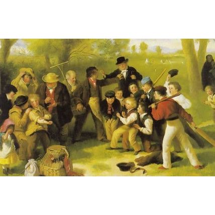 Fighting At A Cricket Match Victorian Painting Postcard