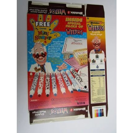 Weetabix Weetos 1998 Cereal Box Crayola Mini Stampers 375g Box only