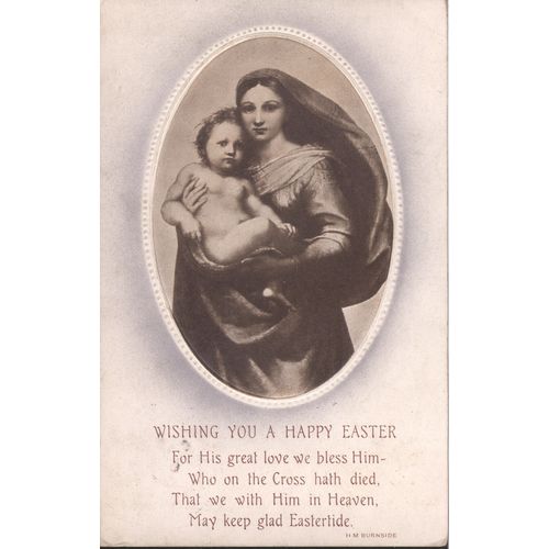 Antique GB PC 1917 - Wishing you a happy Easter