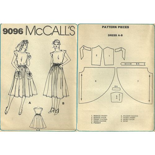 McCalls 9096 Sewing Pattern Misses' Sleeveless Pullover Dress Size 16 uncut