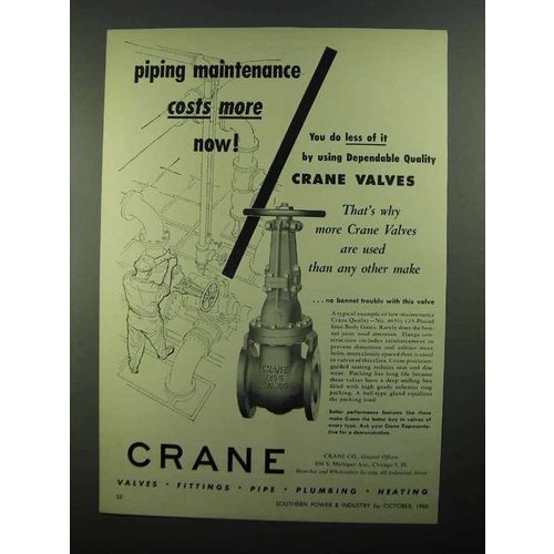 1950 Crane No. 465 1/2 125-Pound Iron Body Gates Ad