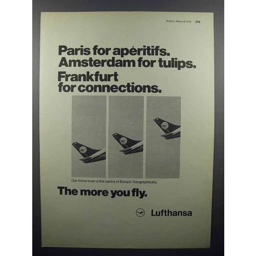 1974 Lufthansa Airlines Ad - Paris for Aperitifs