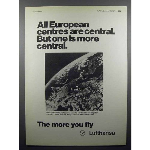 1974 Lufthansa Airlines Ad - European Centres