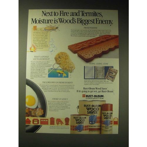 1989 Rust-Oleum Wood Saver Paint Ad - Next to fire and termites