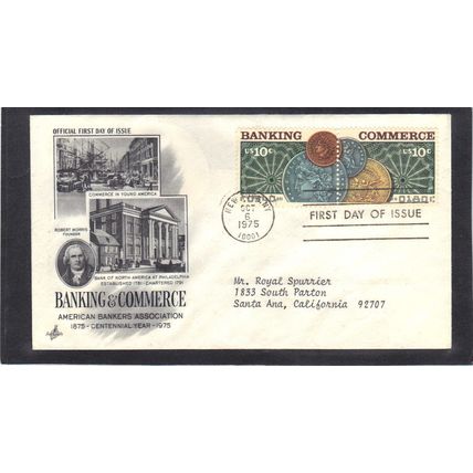 FDC Art Craft 1577-1578 10c Banking (Cachet-Typed/A) CV41826