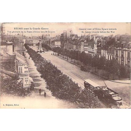 Reims avant la Grande Guerre Place d'Erlon France Postcard unused damage