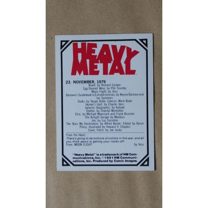 Heavy Metal Base trading Card # 23 (A) 1991 Cover Magazine Joe Jusko