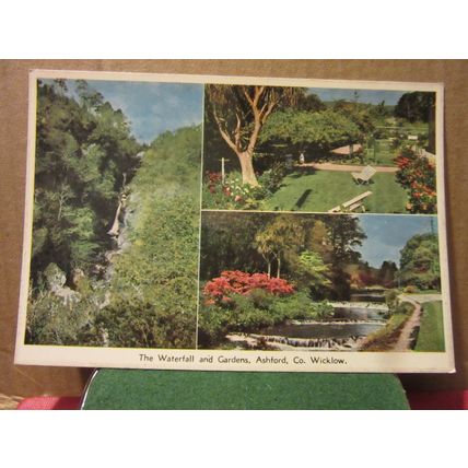 WATERFALL AND GARDENS, ASHFORD, CO. WICKLOW, IRELAND unused postcard =