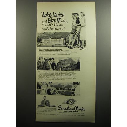 1951 Canadian Pacific Railroad Ad - Lake Louise and Banff
