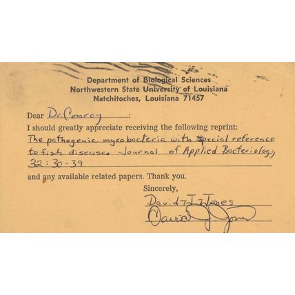 Louisiana University To London Zoo Fish Bacteria Postcard