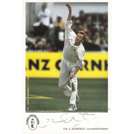 Chris Schofield Lancashire Classic Cricket Club Hand Signed Card Photo Postcard