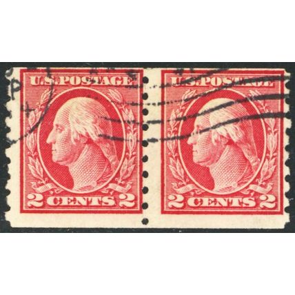 413, Used 2¢ Scarce Genuine Coil Pair CV $100.00 - Stuart Katz