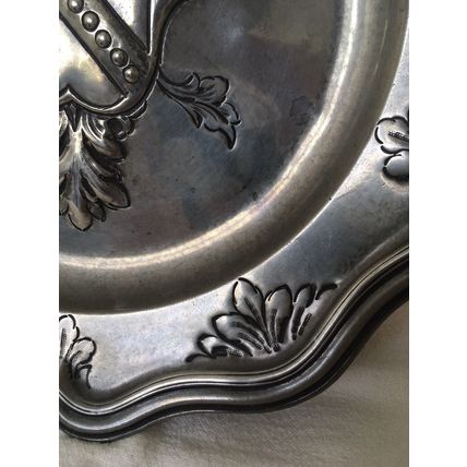 Rococo Style Pewter Tray Fruit Tray Wall Plaque Collectable Vintage