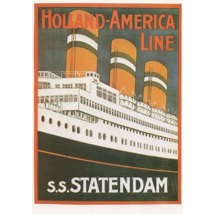 Holland American Line SS Statendam Ship Ferry Poster Postcard
