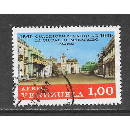 VENEZUELA 1969 100 YEARS MARACAIBO USED PLAZA BARALT STREET SCENE