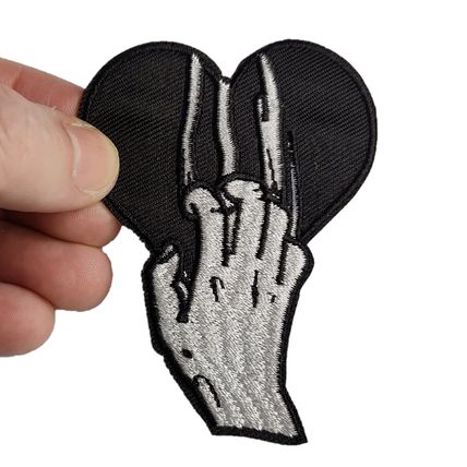 Torn Heart Iron On Patch Horror Sew Black White Badge Fun Applique Badge P622