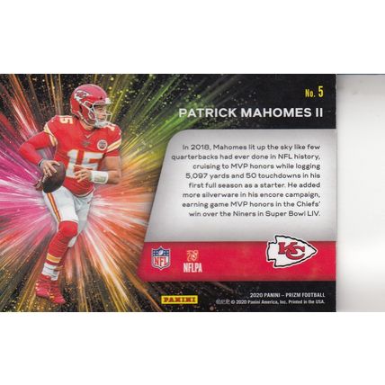 PATRICK MAHOMES II FIREWORKS 2020 AUTOGRAPHED KANSAS CITY CHIEFS SB CHAMPION QB