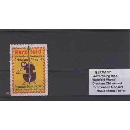 German Cello Dresden Promenade Concert Advertising Old Label