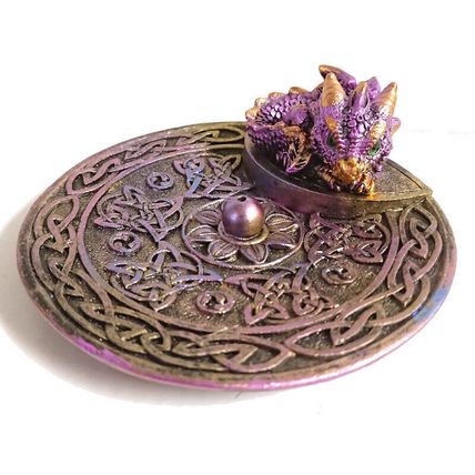 Elements Baby Dragon Celtic Incense Stick Burner Dish Ashcatcher - Blue