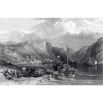 BACHARACH, ON THE RHINE 1842 Arthur Willmore ANTIQUE ENGRAVING
