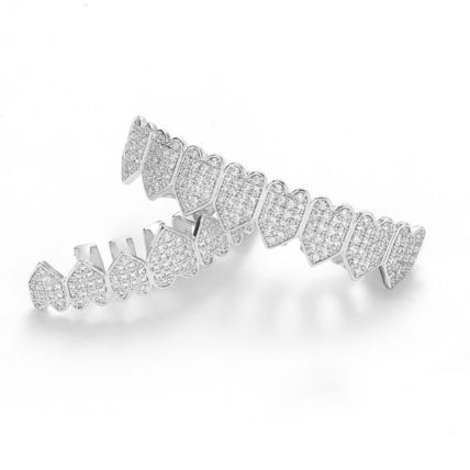 Gold Silver Color Teeth Grillz Hip Hop Grills Big 8 Top 8 Bottom Set ICED 5A+ CZ