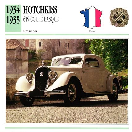 Collectors Club card. Classic Cars. Hotchkiss 615 Coupe Basque