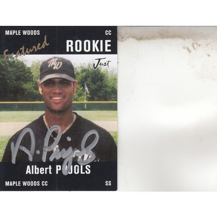ALBERT PUJOLS 2004 ROOKIE AUTOGRAPHED MAPLE WOODS HOF WORLD CHAMPION CARD