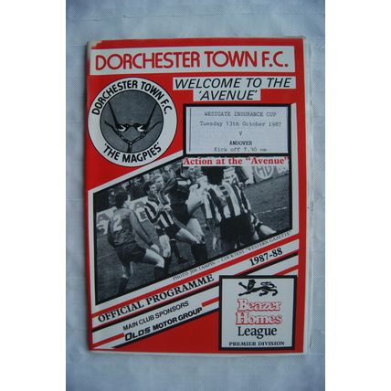 1987 programme Dorchester Town FC v. Andover, Westgate Insurance Cup
