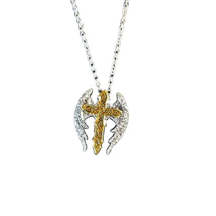 Angel Wings Cross Necklace 2 Tone Color Christmas Birthday Gift A69