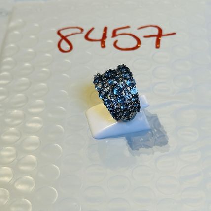 Bomb Party Sz7 BP Ring Fashion Jewelry RBP Radiant Blue Clusters Hematite Pl