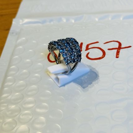 Bomb Party Sz7 BP Ring Fashion Jewelry RBP Radiant Blue Clusters Hematite Pl