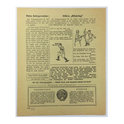 WW2 Russian/Soviet Air Drop Leaflet Illustrated by H. Vogeler. - Code 1371.