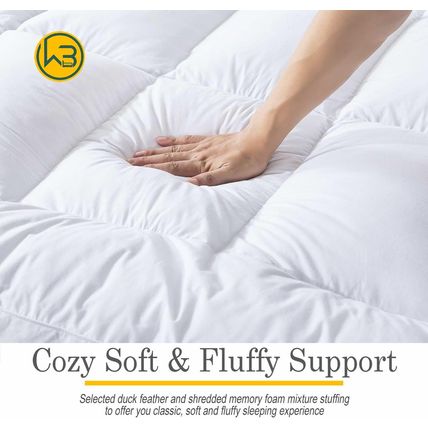 Whatsbedding Feather Bed Mattress Topper, Memory Foam Mattress Topper, Thickened
