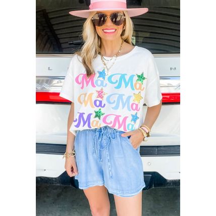Beau Blue Casual Chambray Drawstring Shorts