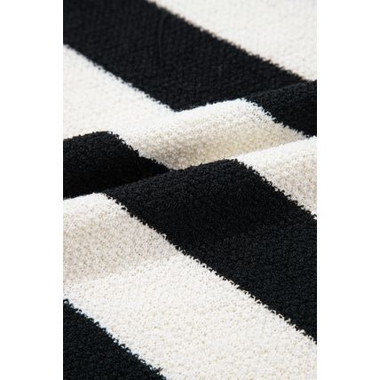 Black Mixed Striped Print Half Placket Collared Cap Sleeve Bodycon Sweater Dress