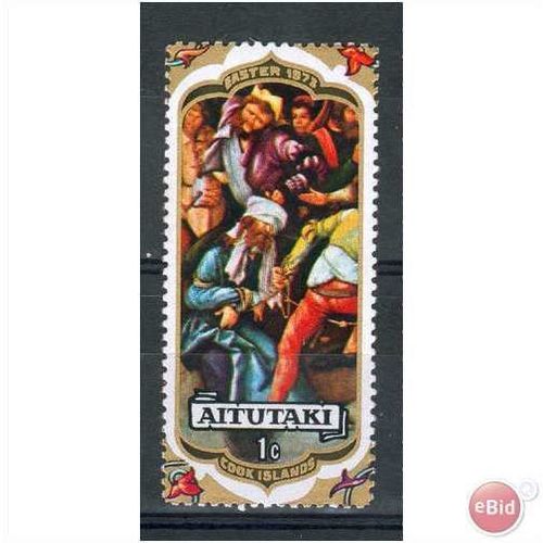 Aitutaki stamps 1973 - SG 59 1c "Christ Mocked" (Grundewald) Easter