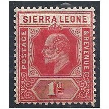Sierra Leone 1907 SG100 1d Carmine Mounted Mint ...