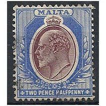 Malta 1903 SG41 2 1/2d Maroon & Blue Fine Used .. .