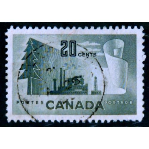 CANADA 1952 SG 441 20c GREY FORESTRY PRODUCTS FINE USED #