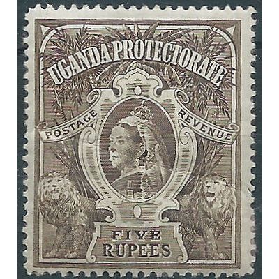 Uganda 1894 SG91 5 Rupees Brown (light crease) Mounted Mint..