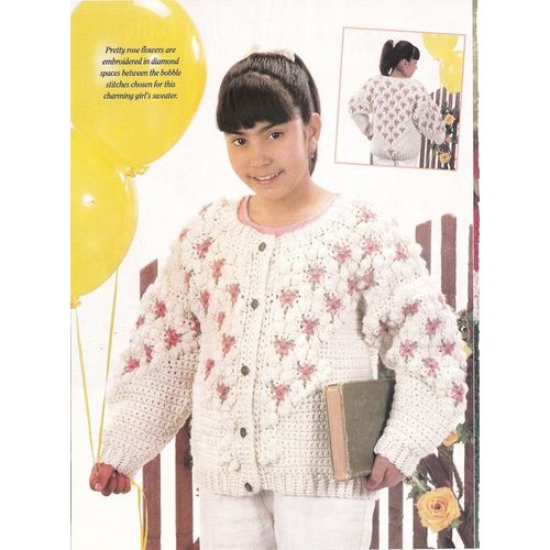 Crochet Girl's Pattern Girl's Off-White Sweater