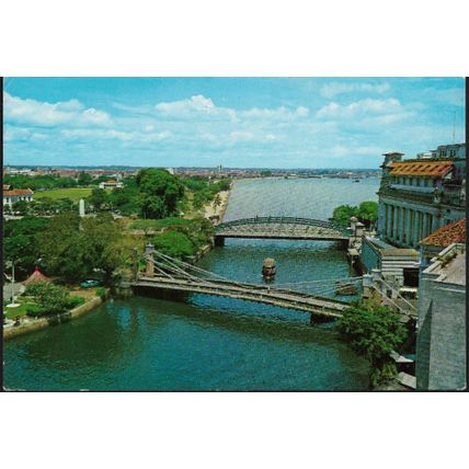 Singapore - Cavenagh & Anderson Bridges - postcard by SW - postcard c.1970s